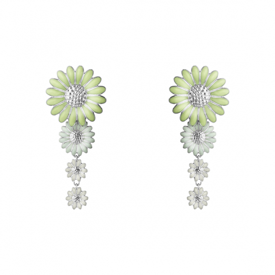 DAISY MEDIUM Örhänge (Silver) GREEN ENAMEL