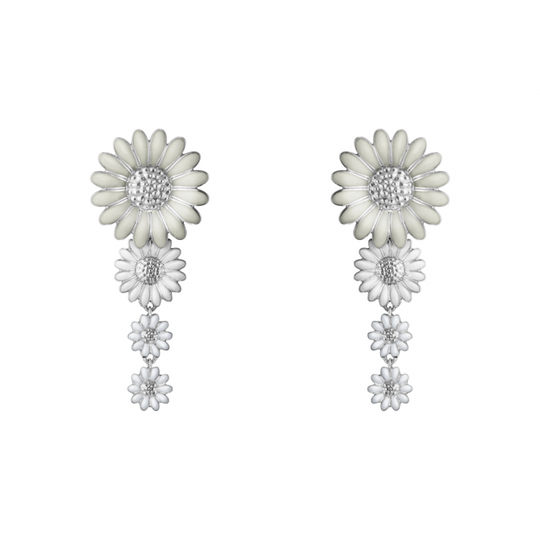 DAISY MEDIUM Örhänge (Silver) WHITE ENAMEL