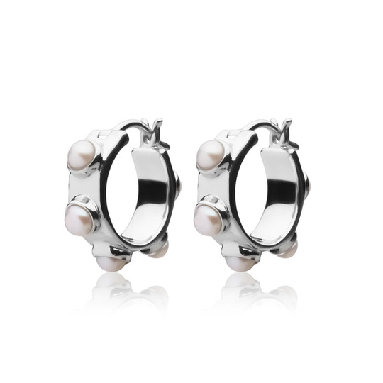 Funky Pearl Mini Hoops örhänge (silver)