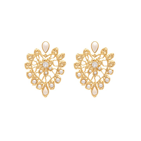 Edith örhänge - Ivory and pearl