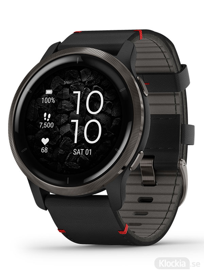 GARMIN Venu 2 - Svart med läderarmband