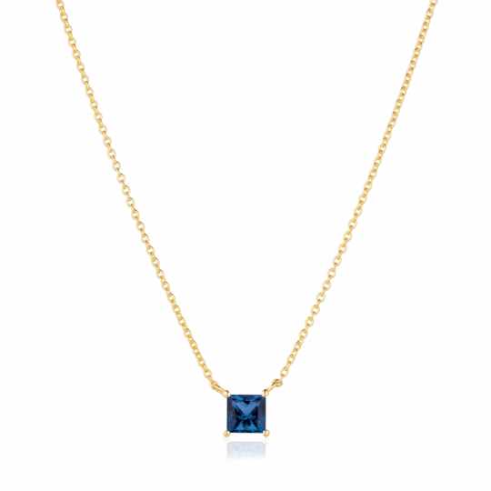 ELLERA QUADRATO Halsband Blå Zirkoner Guld