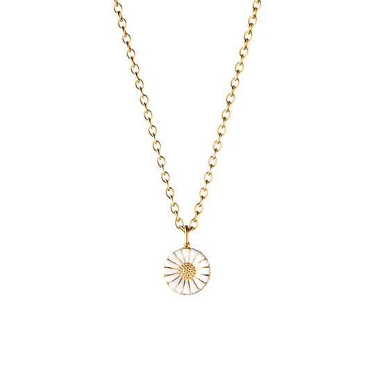 DAISY Hängsmycke Silver guldpläterad WHITE ENAMEL 11 MM