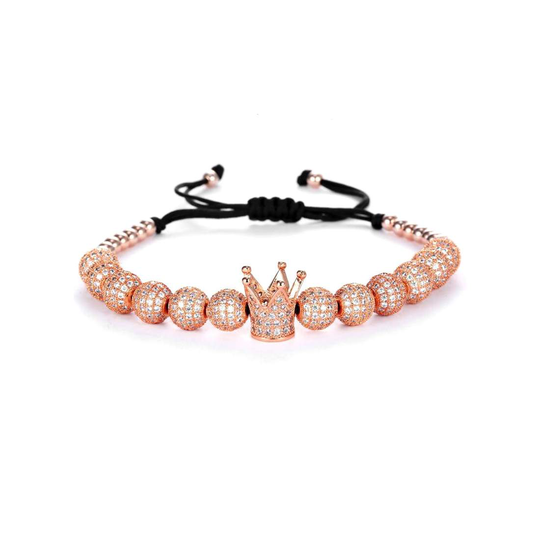 Armband - Krona och Roséfärgade Pärlor
