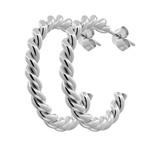 Two twinned Hoop örhänge - Silver