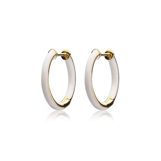 Enamel thin hoops white (gold)