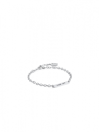 Power Plates Armband - Fuck Off Silver 16-19 cm