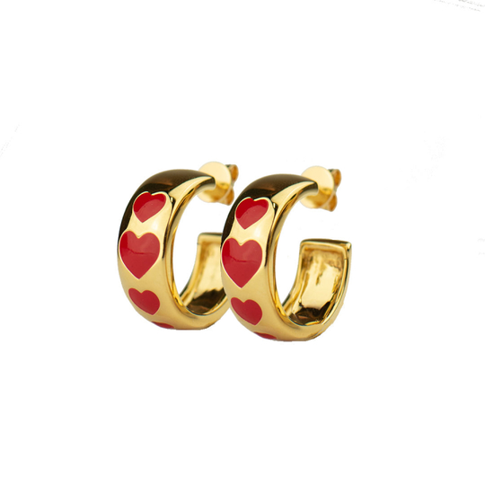 Red heart hoops guld