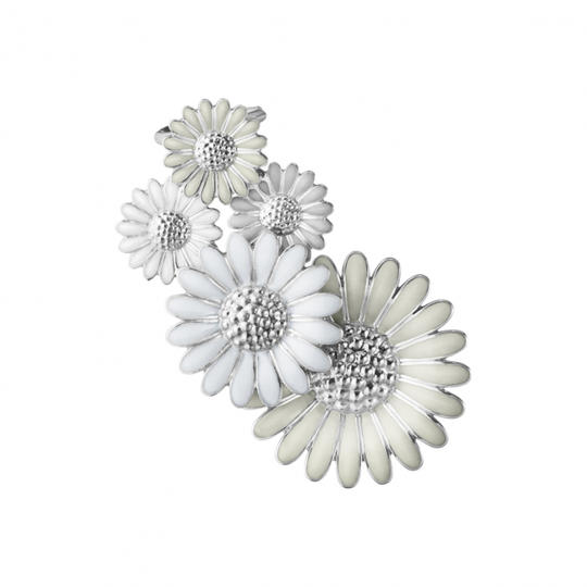DAISY LARGE EAR CUFF (Silver) WHITE ENAMEL Höger