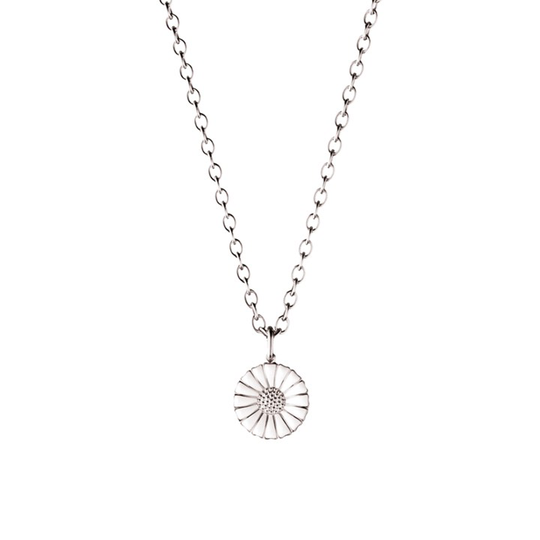 DAISY Hängsmycke Silver RH WHITE ENAMEL 11 MM