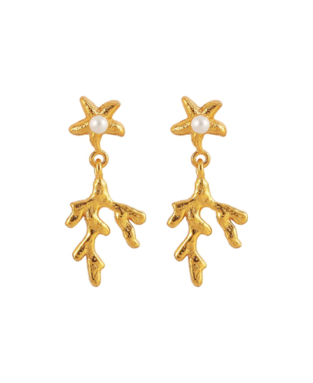 Mini coral leaf örhänge (Guld)