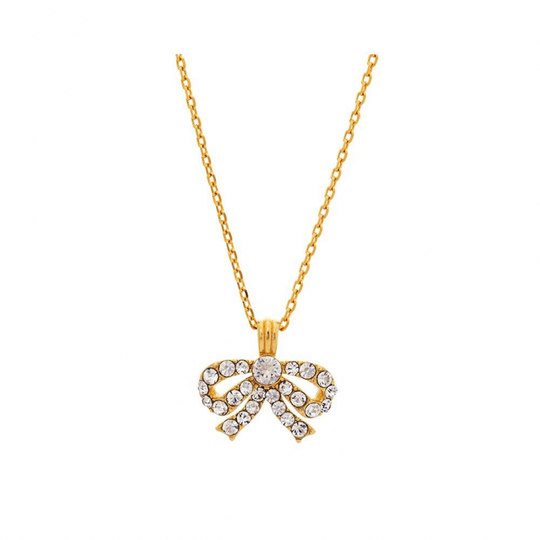 Petite Antoinette bow halsband - Crystal (Guld)