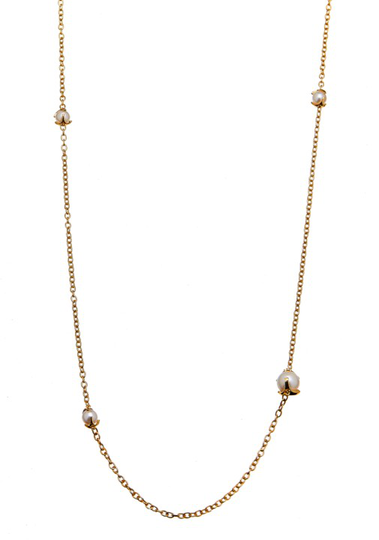 Pearl long chain halsband Guld 90+5 cm