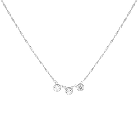 Cubic tripple halsband 40-45 cm Silver