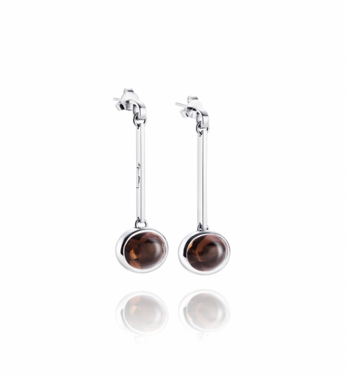 Swinging Love Beads - Smokey Quartz Örhänge Silver