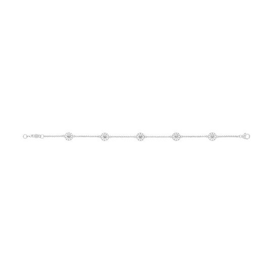 DAISY Armband Silver RH WHITE ENAMEL 5X7 MM DAISY 18.5 cm