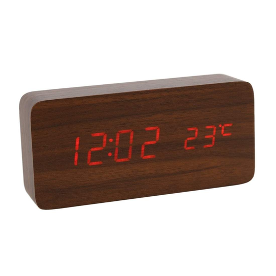 Digital LED Väckarklocka i Trädesign - Brun / Röd