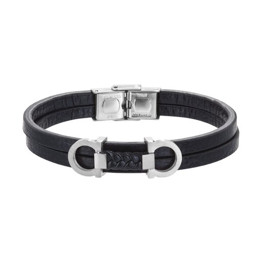 Armband stål läder