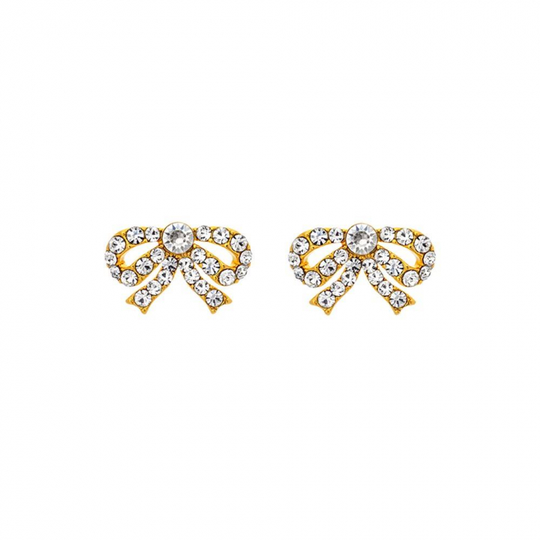 Petite Antoinette bow örhängen - Crystal (Guld)