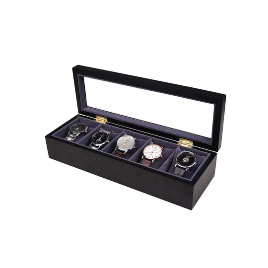 Klockbox för 5 Klockor, Trä - Svart