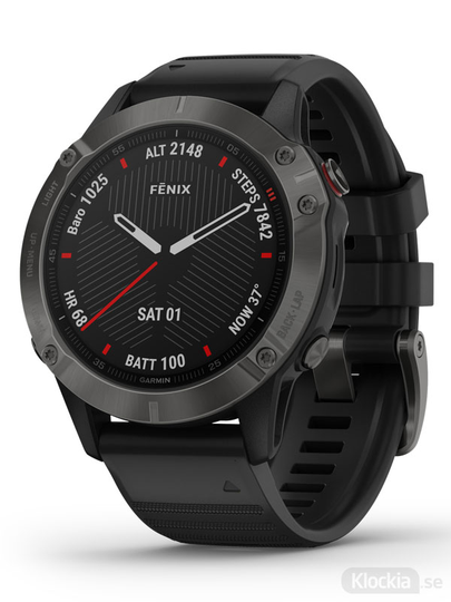 GARMIN fenix 6 Pro 47mm Sapphire Kolgrå med svart armband