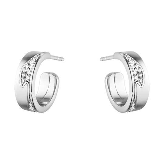 FUSION SMALL Örhänge Vitguld PAVÉ 0.18 CT