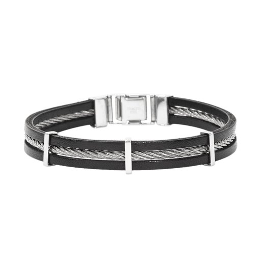 Armband läder och stål