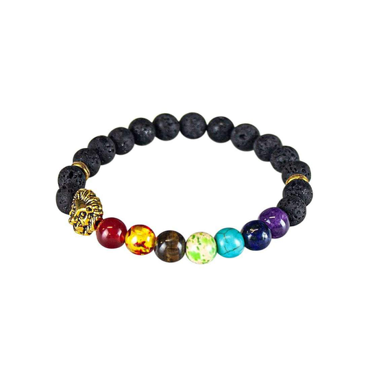 Chakraarmband med lejondetalj