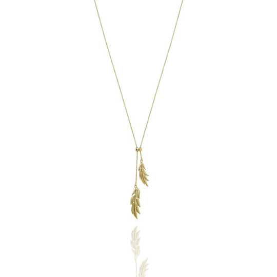 Feather/Leaf double halsband Guld