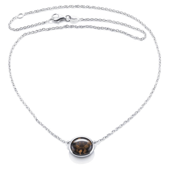 Love Bead Grande Smokey Quartz Halsband Silver