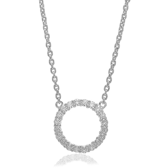 BIELLA GRANDE halsband vita Zirkoner (silver) 45 cm