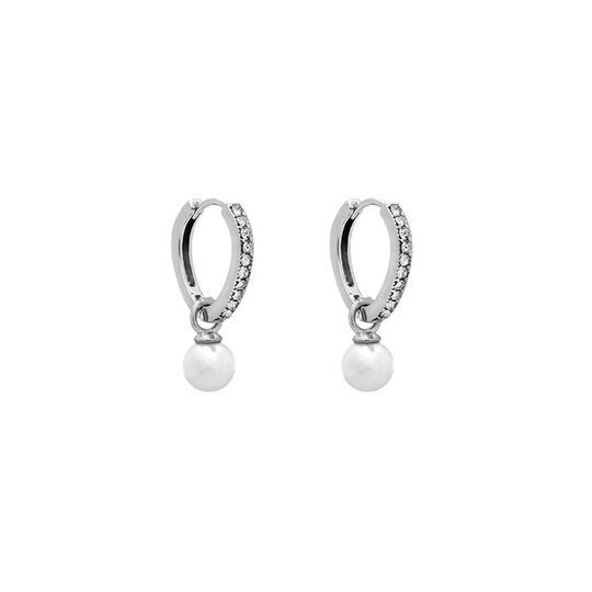 Petite Kennedy hoops örhängen - Ivory pearl (silver)