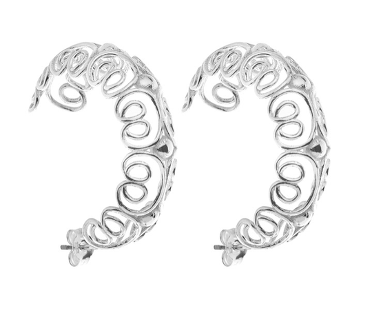 Pearl/vintage big hoop örhänge - Silver
