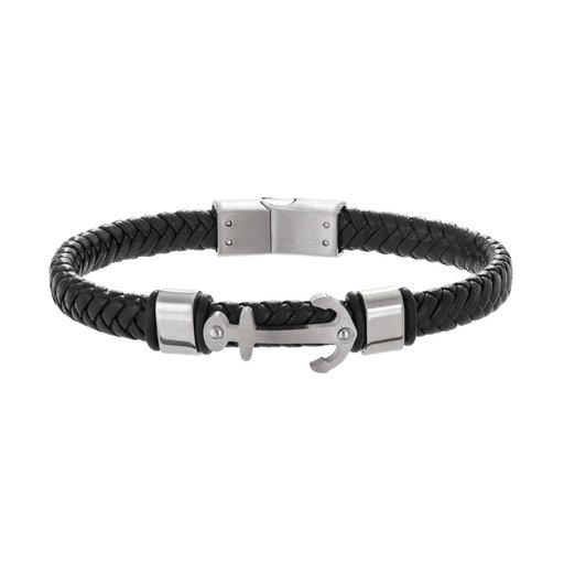 Armband läder stål