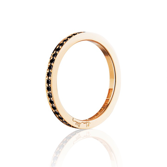 Stars & Signature In Black Thin Ring Guld