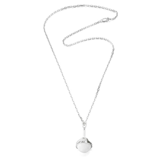 Amor Fati Globe - White Agate Hängsmycke Silver