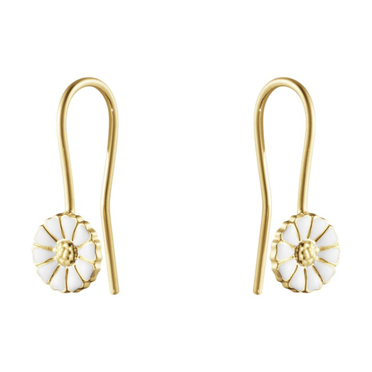 DAISY ÖrhängeS Silver guldpläterad WHITE ENAMEL 7 MM