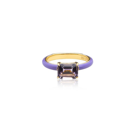 Iris enamel ring purple (gold)