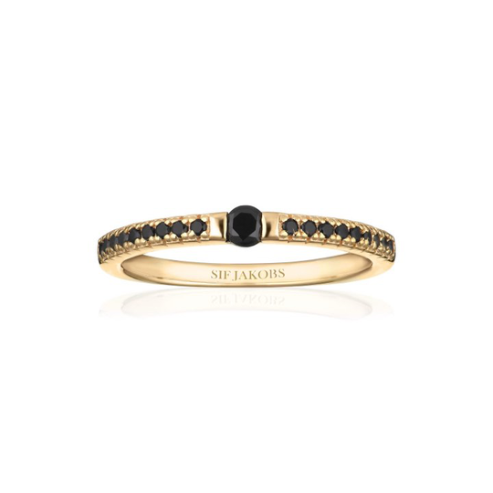 ELLERA UNO ring svarta Zirkoner (guld)