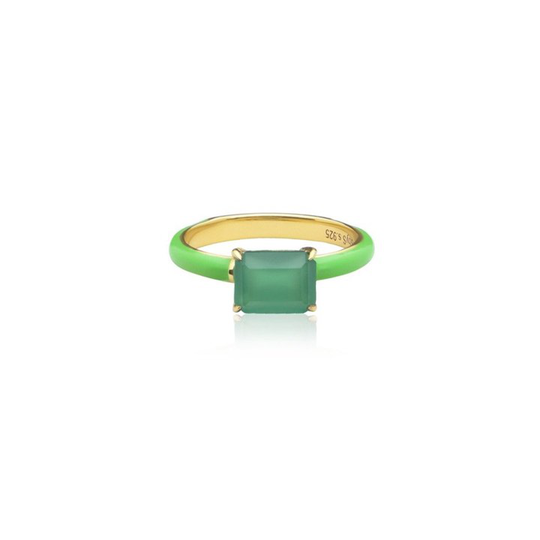 Iris enamel ring green (gold)