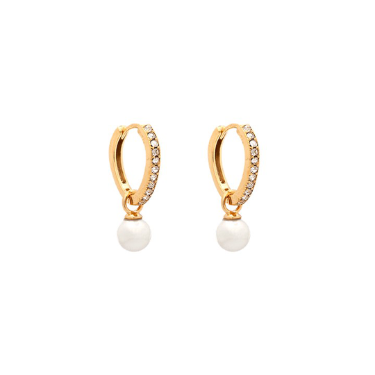 Petite Kennedy hoops örhängen - Ivory pearl (guld)