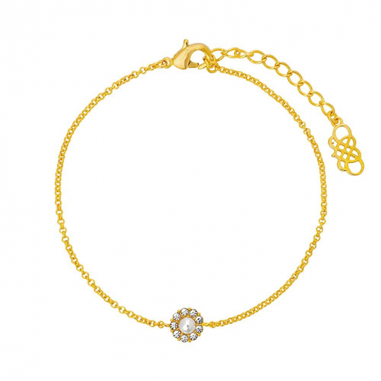 Petite Miss Sofia pearl armband - Crystal (Guld)