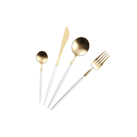 Bestickset, 4 delar - Vit och Guld