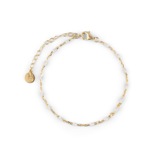 Letters beaded brace armband white guld