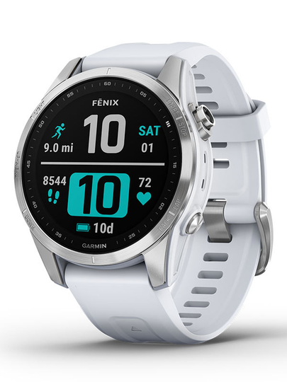 GARMIN Fenix 7S Standard Edition, silver med vitt armband