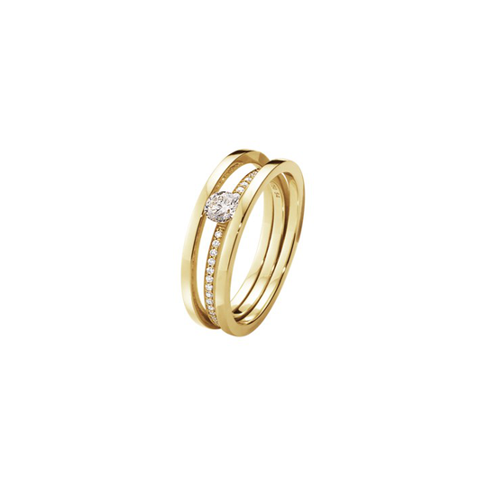 HALO SOLITAIRE Ring SINGLE PAVE 0.36 ct Guld
