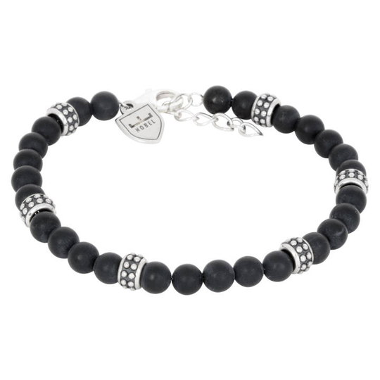 Silver/beadsarmband Onyx. 19,5+3cm