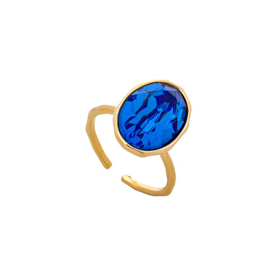 Astrid oval ring - Sapphire (guld)