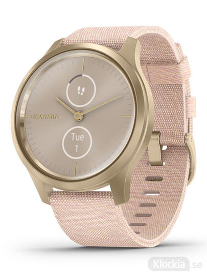 Garmin vívomove Style 42mm Guldfärgat aluminiumhölje & rosa nylonarmband