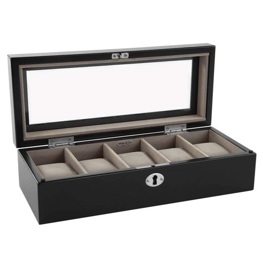 Klockbox för 5 Klockor, Svart - George